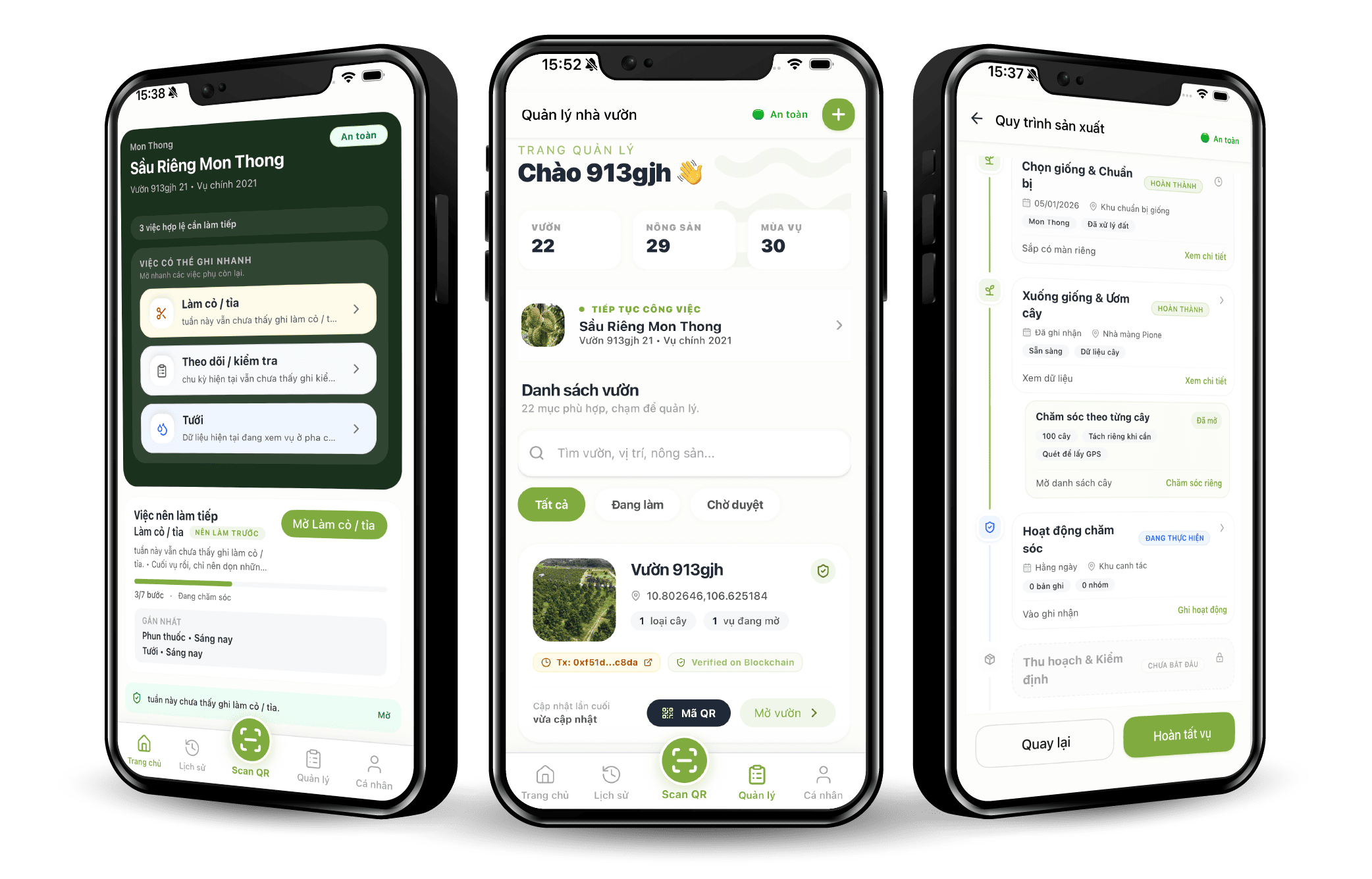 Giao diện app Pione Trace — màn hình truy xuất nguồn gốc